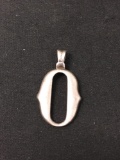 Initial O Large Sterling Silver Charm Pendant