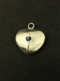 Gemstone Enamel Heart Sterling Silver Charm Pendant