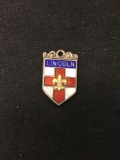 Lincoln Coat of Arms Enameled Sterling Silver Charm Pendant