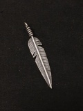 CAROLYN POLLACK Signed Feather Sterling Silver Charm Pendant