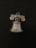 Large Liberty Bell Sterling Silver Charm Pendant