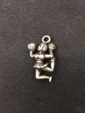 3D Cheer Leader Sterling Silver Charm Pendant