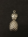 Carved Pineapple Sterling Silver Charm Pendant