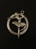 Ballerina Dancer Large Sterling Silver Charm Pendant