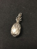 Heavy SOLID Sterling Silver 3D Pineapple Charm Pendant