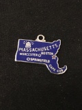 Bay State Massachusetts Enameled Outline Sterling Silver Charm Pendant