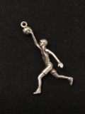 3D Basketball Player Sterling Silver Charm Pendant