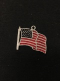 Colored American Flag Sterling Silver Charm Pendant