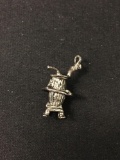 Antique Style Stove Sterling Silver Charm Pendant