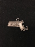 Heraldics Massachusettes Outline Sterling Silver Charm Pendant