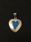 FAS Enameled Heart Sterling Silver Charm Pendant