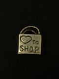 Heart Shopping Bag Sterling Silver Charm Pendant