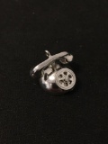 Spinning Rotary Dial Phone Sterling Silver Charm Pendant