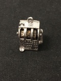 3D Slot Machine Sterling Silver Charm Pendant