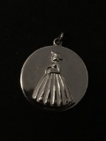 Woman Wearing Old Time Gown Sterling Silver Charm Pendant