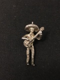 Mariacha Guitar Player Sterling Silver Charm Pendant