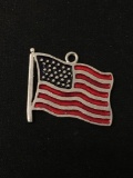 American Flag Colored Sterling Silver Charm Pendant