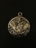 Wonderfully Carved 3D St. Christopher Sterling Silver Charm Pendant