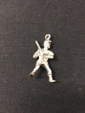 Baseball Player Sterling Silver Charm Pendant
