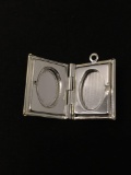 Large Opening Book Locket Sterling Silver Charm Pendant