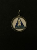 RARE Enameled Vintage Space Shuttle Sterling Silver Charm Pendant