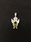 Gemstone Lined Angel Sterling Silver Charm Pendant