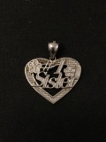 Number 1 Sister Sterling Silver Charm Pendant