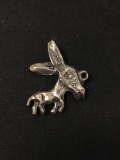 Cartoonish Big Head Donkey Sterling Silver Charm Pendant