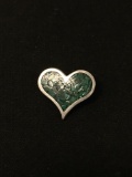Marcasite Chip Inlaid Heart Sterling Silver Charm Pendant