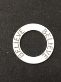 BELIEVE Circle Sterling Silver Charm Pendant