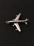 3D Jumbo Jet Commercial Airplane Sterling Silver Charm Pendant