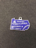 Vintage Keystone State PA Scranton Outline Enameled Sterling Silver Charm Pendant