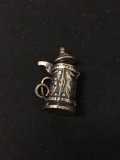 Opening German Style Beer Stein Sterling Silver Charm Pendant