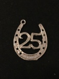 25th Anniversary Horseshoe Sterling Silver Charm Pendant