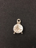 Alarm Clock Sterling Silver Charm Pendant