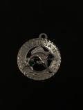 Nassau County Marlin Fishing with Green Gemstones Sterling Silver Charm Pendant
