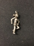 Girl in Shorts Running or Dancing Sterling Silver Charm Pendant