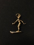 Woman on Skis Sterling Silver Charm Pendant