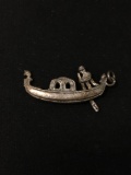 Vintage Man Rowing Gondola Boat Sterling Silver Charm Pendant