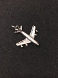 747 Airplane Sterling Silver Charm Pendant