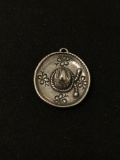 Etched Sombrero Mexican Hat Sterling Silver Charm Pendant