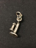 Old Timey Telephone Sterling Silver Charm Pendant