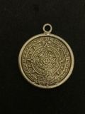 Aztec Mayan Sun Calendar Sterling Silver Charm Pendant