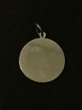 Circle Disc - Unetched - Sterling Silver Charm Pendant
