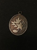 Maple Leaf Music Note Star Sterling Silver Charm Pendant