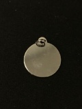 Circle Disc - Unetched - Sterling Silver Charm Pendant