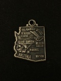 Arizona Map Sterling Silver Charm Pendant