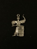 Garbage Can Drummer Sterling Silver Charm Pendant