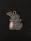 Michigan Map Sterling Silver Charm Pendant