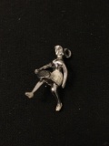Woman Playing Tennis Sterling Silver Charm Pendant